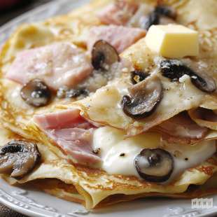 Crêpe au Jambon, Fromage et Champignons