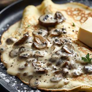 Recette Plat : Crêpe aux Champignons, Béchamel et Comté