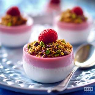 Panna Cotta Coco-Framboise et Crumble de Pistache