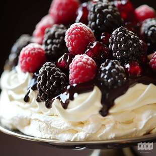 Pavlova Chocolat Noir 55%, Chantilly et Fruits Rouges