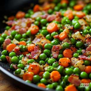 Poêlée de Petits Pois, Carottes et Lardons