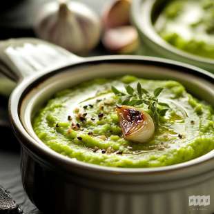 Purée de Petits Pois et Ail Rôti