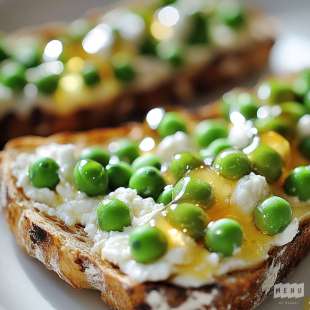Tartine aux Petits Pois, Chèvre et Miel