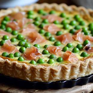 Quiche aux Petits Pois et Saumon Fumé