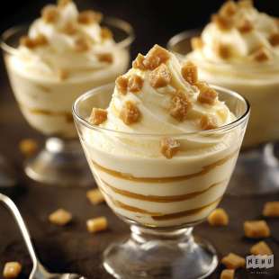 Mousse Chocolat Blanc et Éclats de Caramel