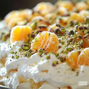 Pavlova à la Mandarine et Éclats de Pistache