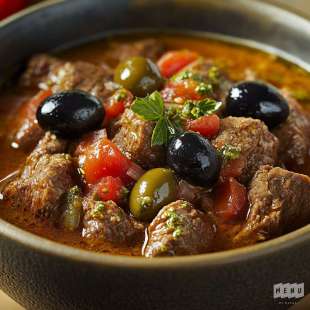 Paleron de Boeuf Mijoté à la Tomate et aux Olives
