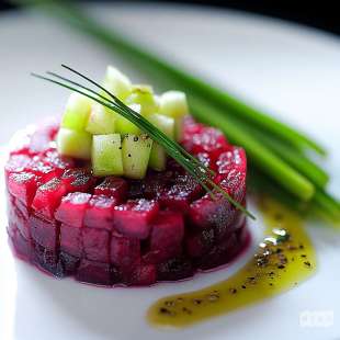 Tartare de Betterave Chioggia et Pommes Vertes