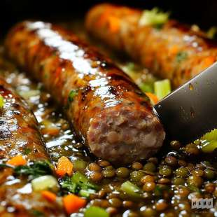 Saucisse au Couteau, Lentilles Mijotées