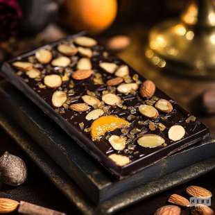 Tablette de Chocolat Noir Amandes et Orange Confite