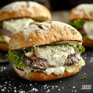 Sandwich au Faux-Filet, Emmental et Sauce Crème Estragon