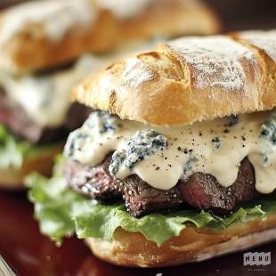 Sandwich au Faux-Filet, Bleu et Sauce Crème au Poivre