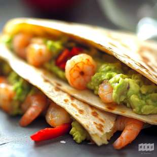 Quesadilla au Guacamole et Crevettes