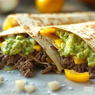 Quesadilla au Guacamole et Boeuf Épicé