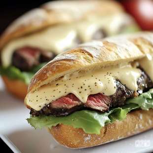 Sandwich au Faux-Filet, Brie et Sauce Moutarde-Crème