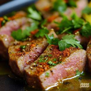 Tataki de Veau aux Épices et Coriandre