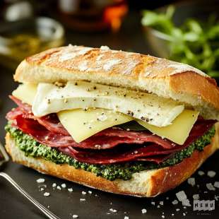 Sandwich à la Bresaola, Fromage et Pesto