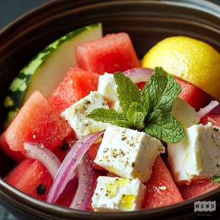 Salade de Pastèque, Feta et Menthe