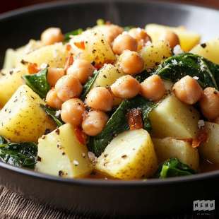 Pommes de Terre, Épinards et Pois Chiches au Cumin