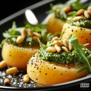 Salade de Melon, Pignons et Pesto de Roquette