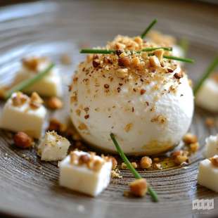 Sphère de Chèvre frais Bio et Éclats de Noisettes