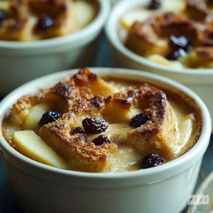 Pudding Pommes et Raisins en Cocotte