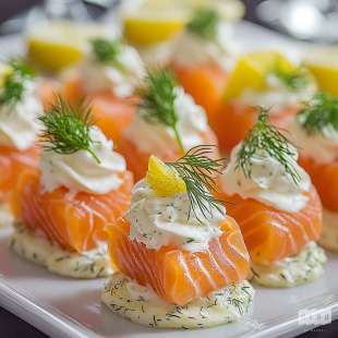 Recette Apéritif : Bouchées de Saumon Label Rouge et Crème d’Aneth