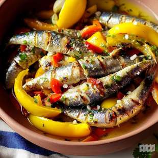 Sardinhas Assadas Com Salada de Pimentos