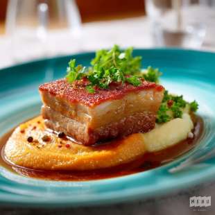 Poitrine de Cochon Confite, Purée de Panais
