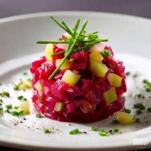 Tartare de Betteraves Chioggia, Pomme Verte et Moutarde