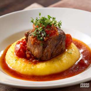 Paleron Braisé à la Tomate, Polenta Crémeuse