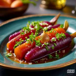 Carottes Violettes Glacée, Jus de Viande et Échalote
