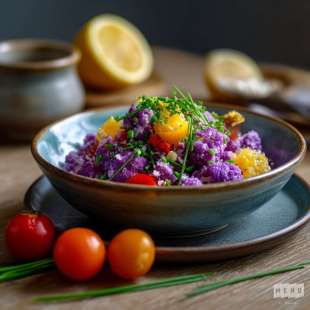 Taboulé de Chou-Fleur Violet, Poivron et Citron