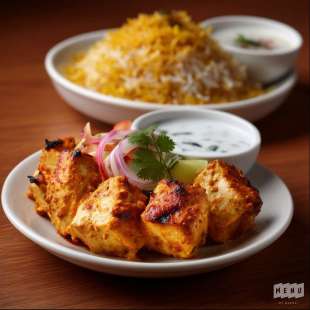 Sot-L’Y-Laisse de Poulet Tandoori, Raïta et Riz au Cumin