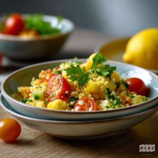 Taboulé de Chou-Fleur Jaune, Tomate, Citron et Coriandre