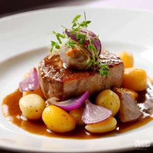 Veau Confit au Jarret, Gnocchis et Oignon Rouge