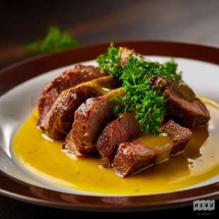 Piccata de Boeuf à la Moutarde et Fond Brun