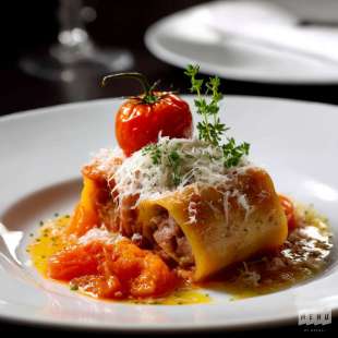 Cannellonis de Boeuf, Tomate Confite, Thym et Parmesan