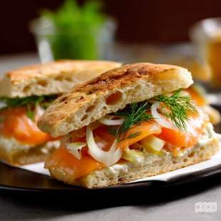 Pain Focaccia, Saumon Mariné, Fenouil et Crème Citronnée