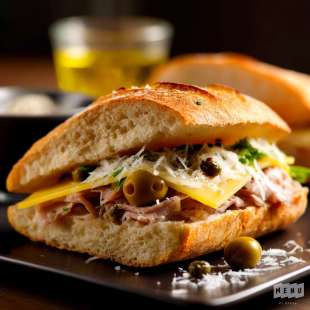 Ciabatta au Jarret de Veau Confit, Câpres et Parmesan