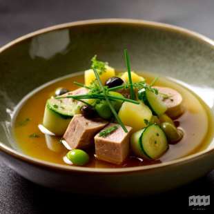 Bouillon aux Légumes Verts et Foie Gras