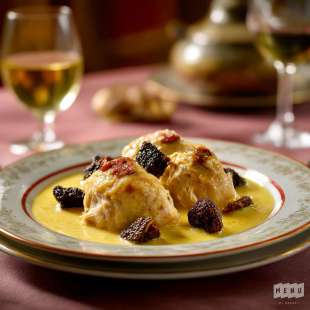 Poularde au Vin Jaune et Morilles