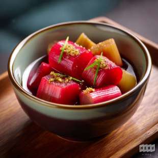 Rhubarbe Rôtie, Estragon et Sirop de Betterave