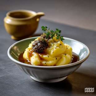 Purée de Pommes de Terre à la Truffe Noire et Jus de Veau