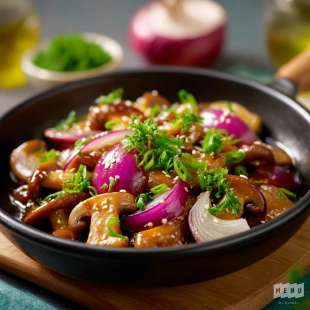 Poêlée de Shitake, Oignon Rouge et Sauce Soja