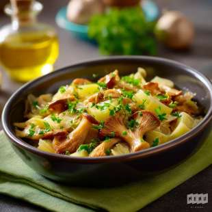 Poêlée de Pleurotes, Poireau et Vinaigre de Xérès