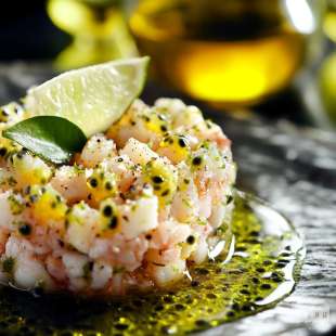 Tartare de Homard Citron Vert Passion Tagette