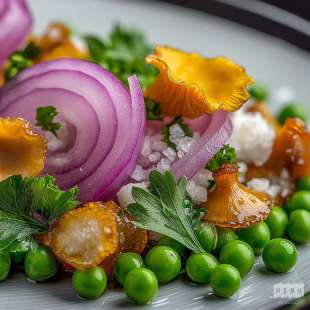 Petits Pois Girolles Oignon Rouge