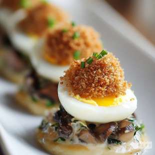 Oeuf Mollet Frit, Champignons et Magret Fumé