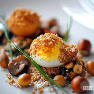 Oeuf Mollet Frit, Champignons et Noisettes